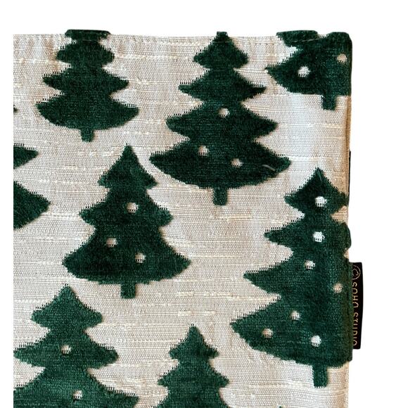 Green Velvet Christmas Tree Table Runner 16x90 Made in Belgium New - Picture 6 of 12